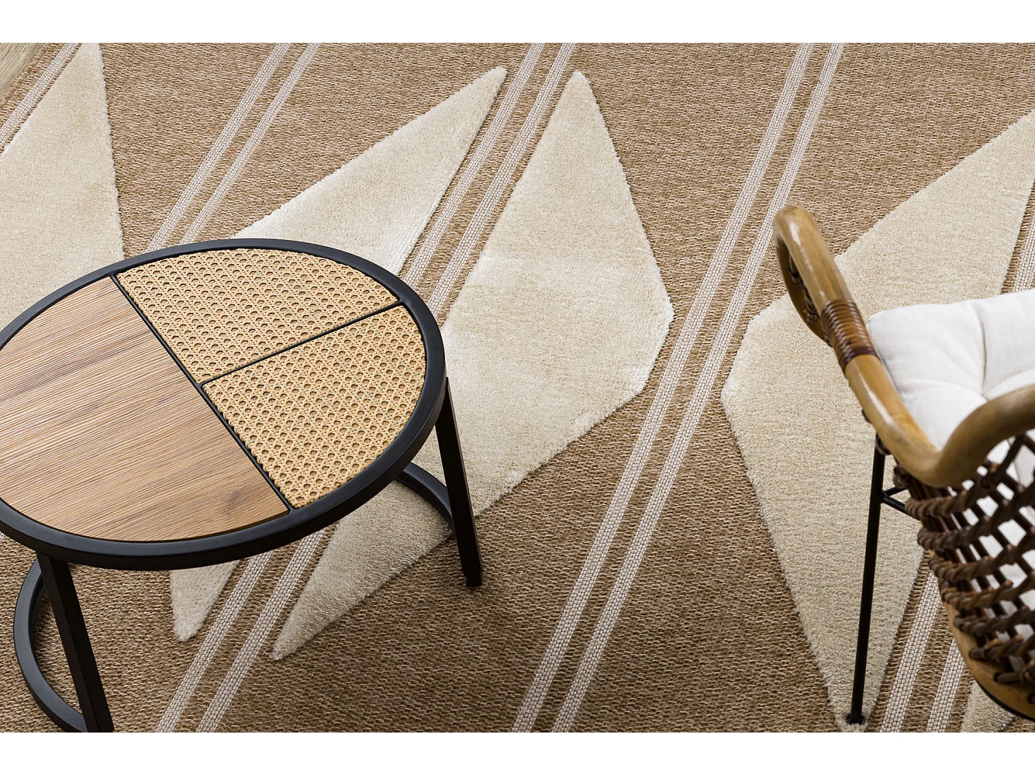 Tapete SPARK 0698A bege / creme - Geométrico, Triângulos, sisal, est 160x220 cm