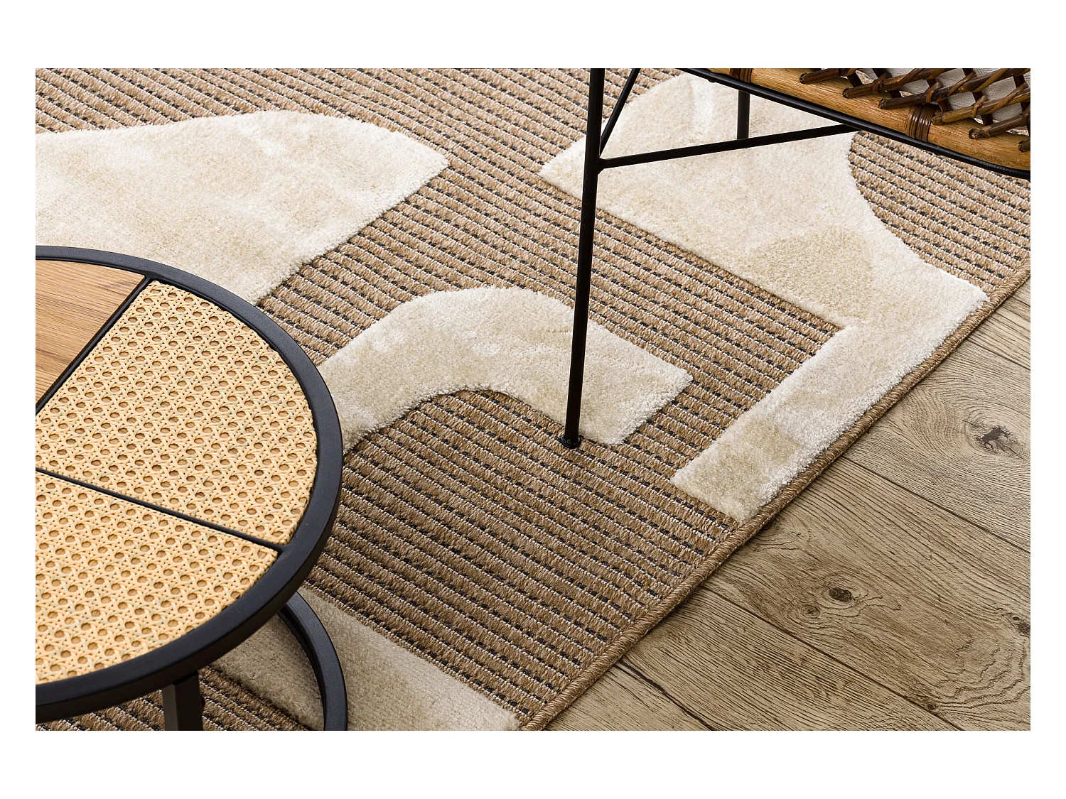 Tapis SPARK 0696A beige / crème - Géométrique, sisal, structurel 140x190 cm