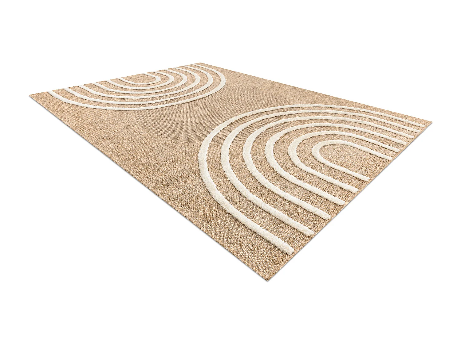 Tapete SPARK 0688A bege / creme - Geométrico, sisal, estrutural 140x190 cm