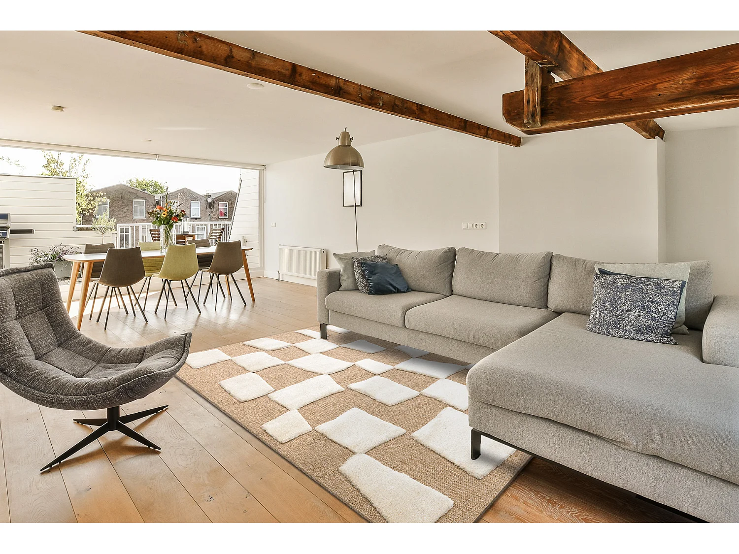 Tapete SPARK 0710A bege / creme - Geométrico, sisal, estrutural 200x290 cm