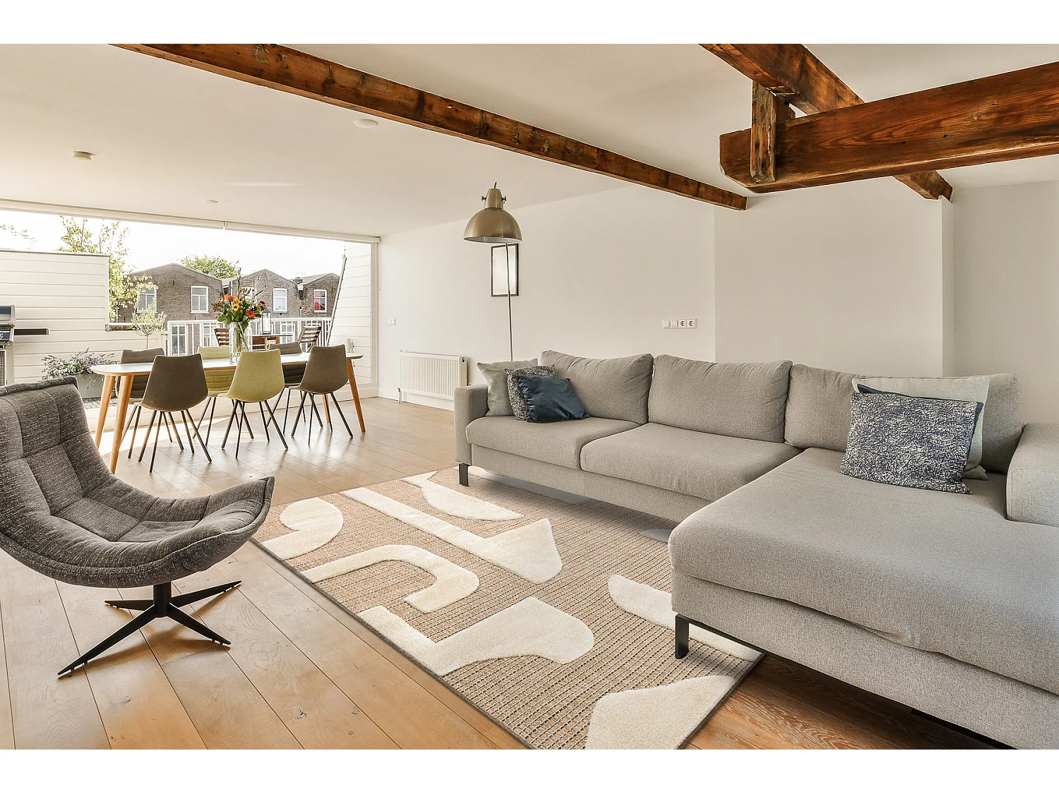 Tapis SPARK 0696A beige / crème - Géométrique, sisal, structurel 180x270 cm