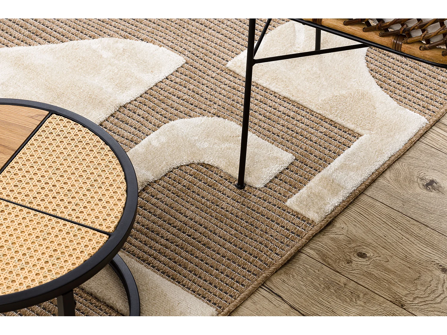 Tapis SPARK 0696A beige / crème - Géométrique, sisal, structurel 180x270 cm