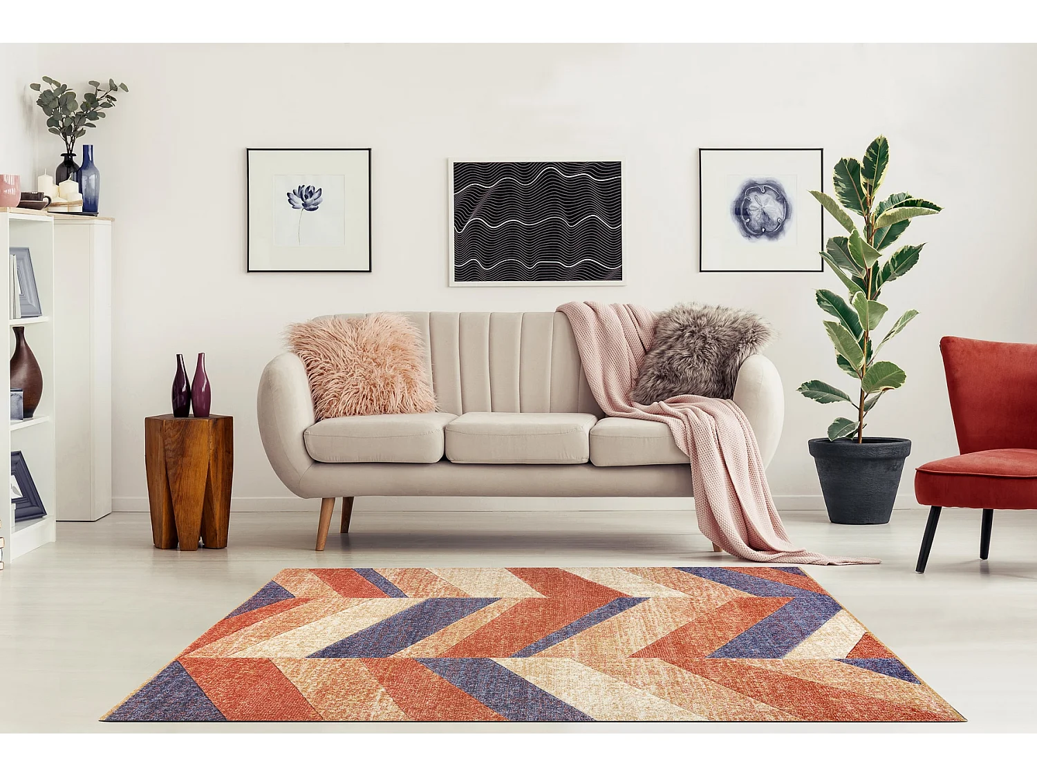 Tapijt FEEL 5673/17931 Zilverspar beige /terracotta/paars 80x150 cm