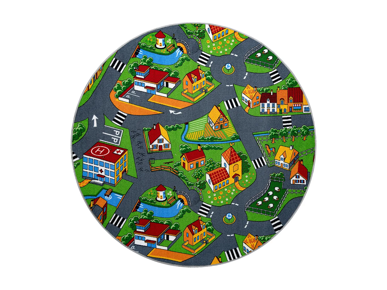 TAPIS cercle RUELLES, PETIT VILLAGE  cercle 100 cm