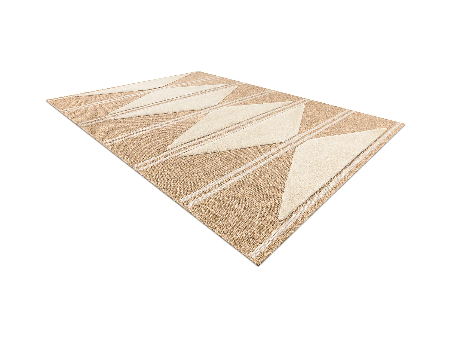 Tapis SPARK 0698A beige / crème - Géométrique, Triangles, sisal, st 80x150 cm