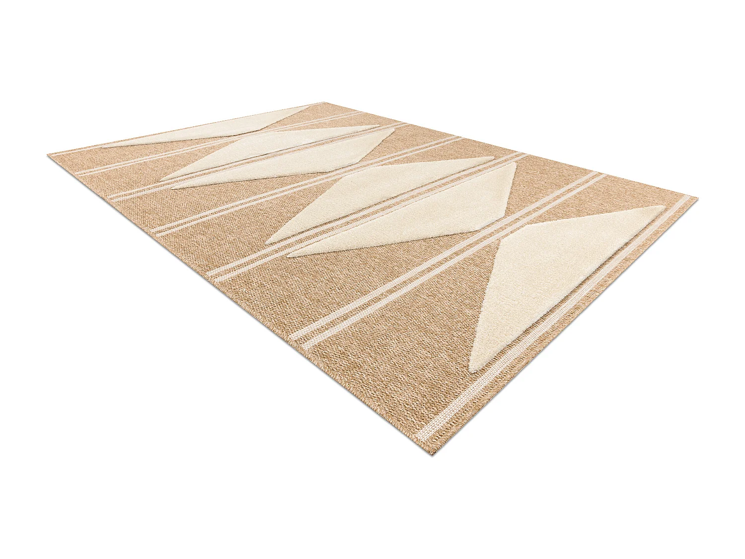 Tapis SPARK 0698A beige / crème - Géométrique, Triangles, sisal, st 80x150 cm