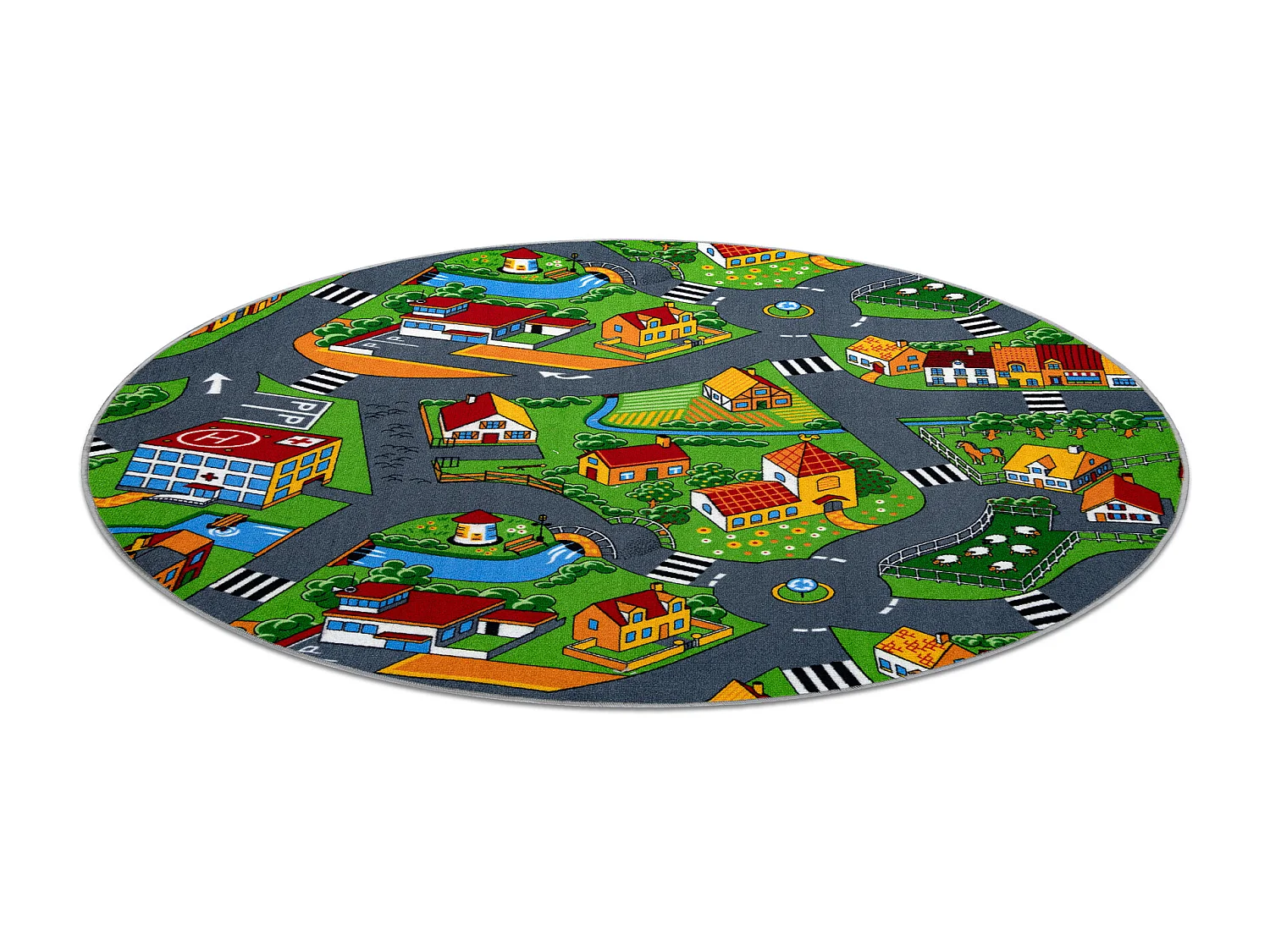 TAPIS cercle RUELLES, PETIT VILLAGE  cercle 200 cm