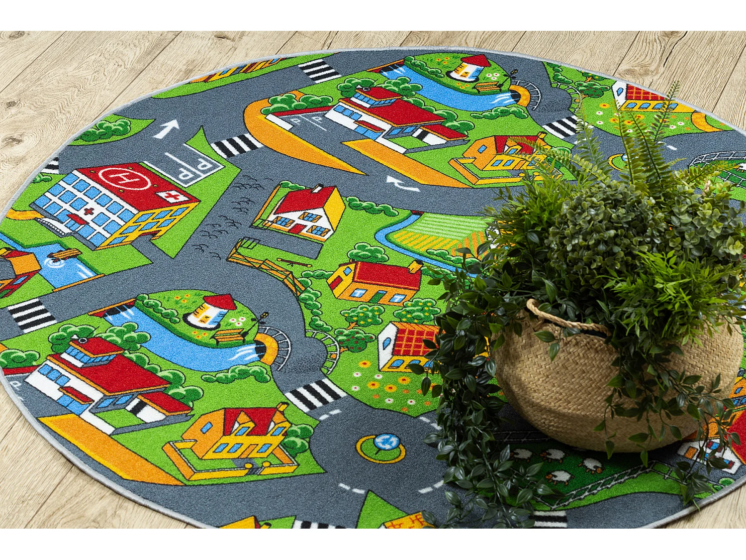 TAPIS cercle RUELLES, PETIT VILLAGE  cercle 200 cm