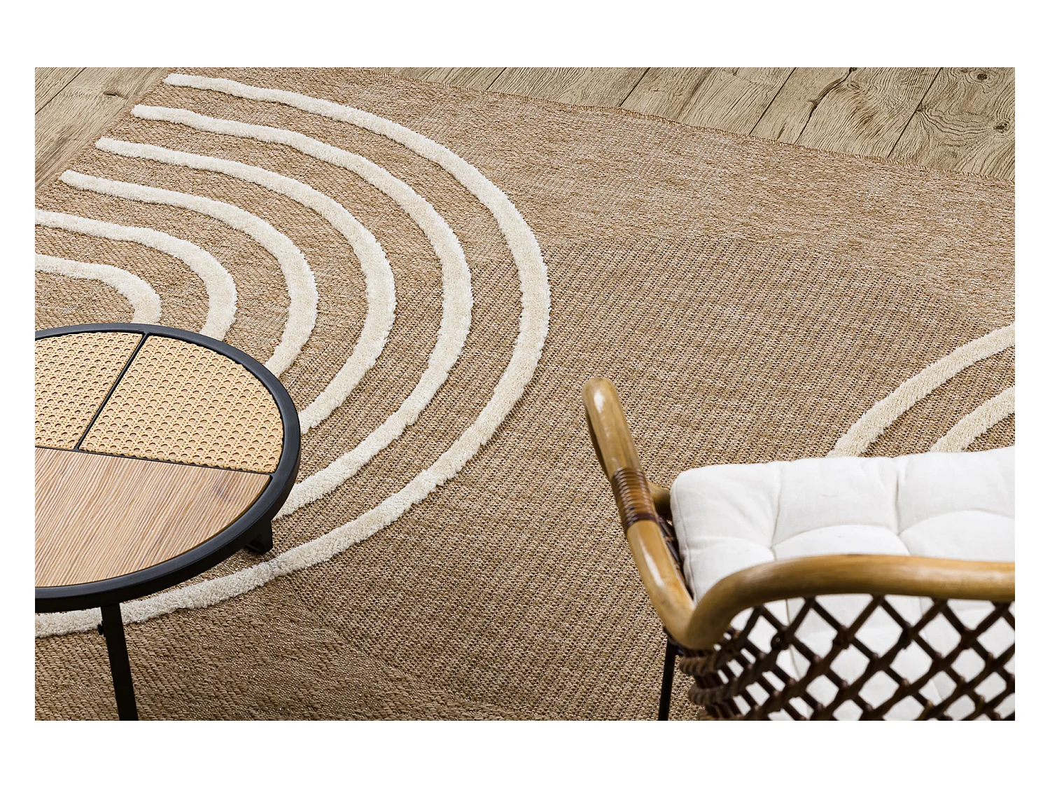 Tapis SPARK 0688A beige / crème - Géométrique, sisal, structurel 160x220 cm