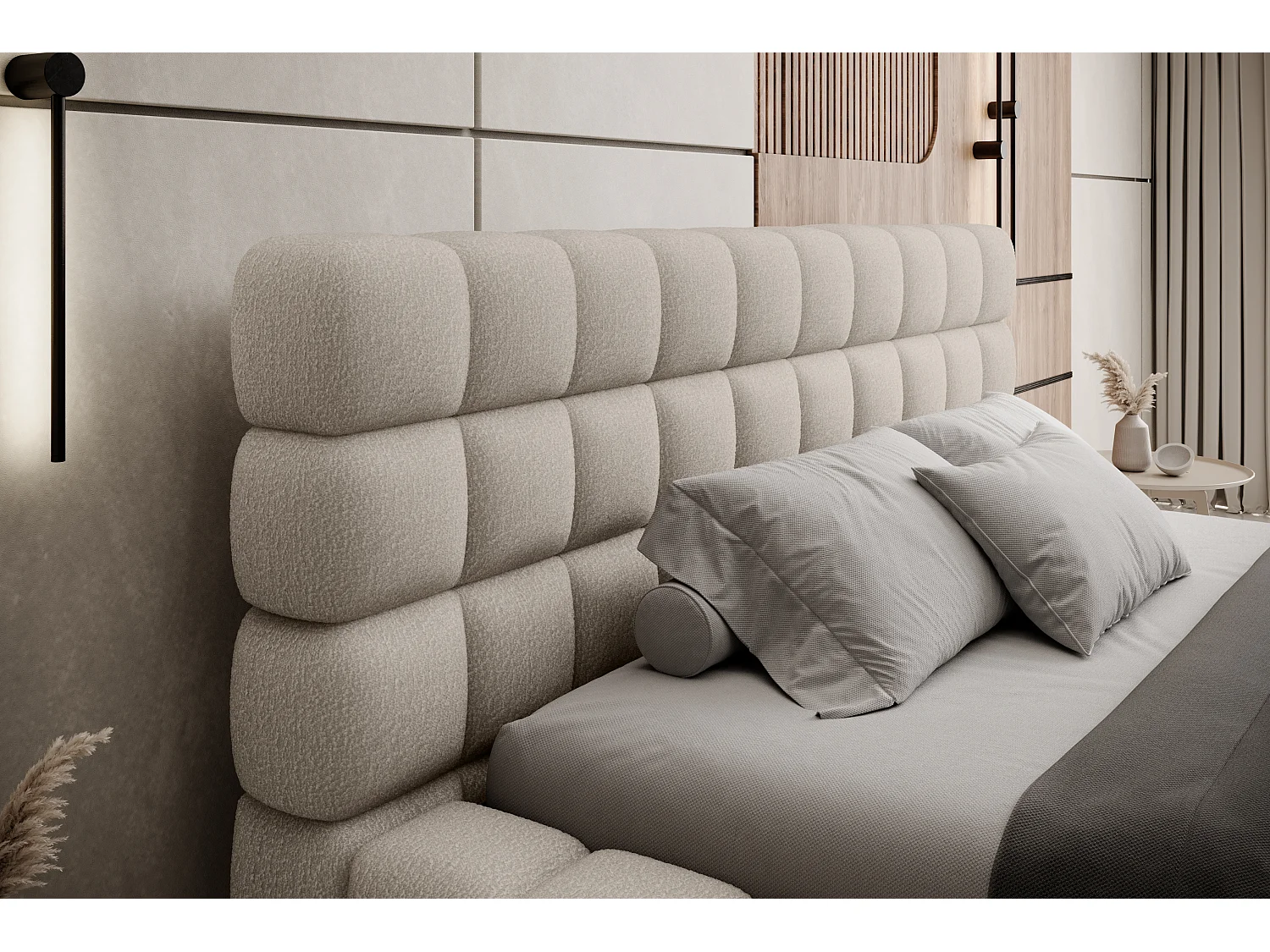 Bett Dario M-160x200/Stoffbezug-Royal18/Beige