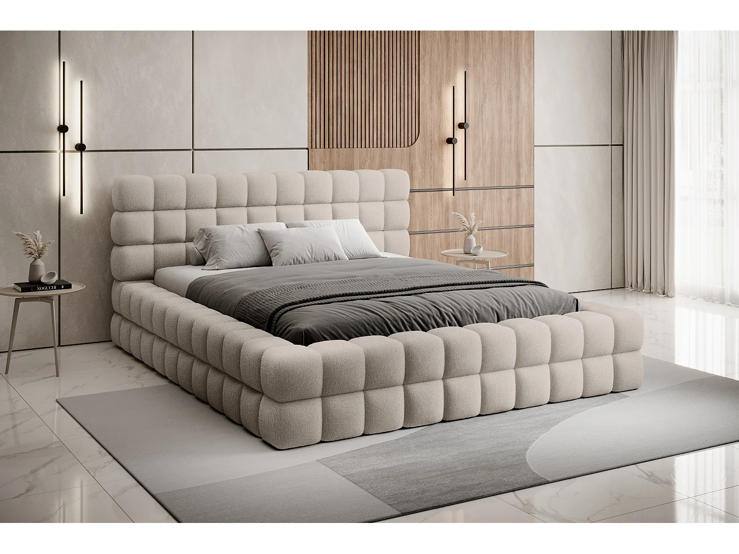 Lit Dario L-180x200/Tissu-Royal18/Beige