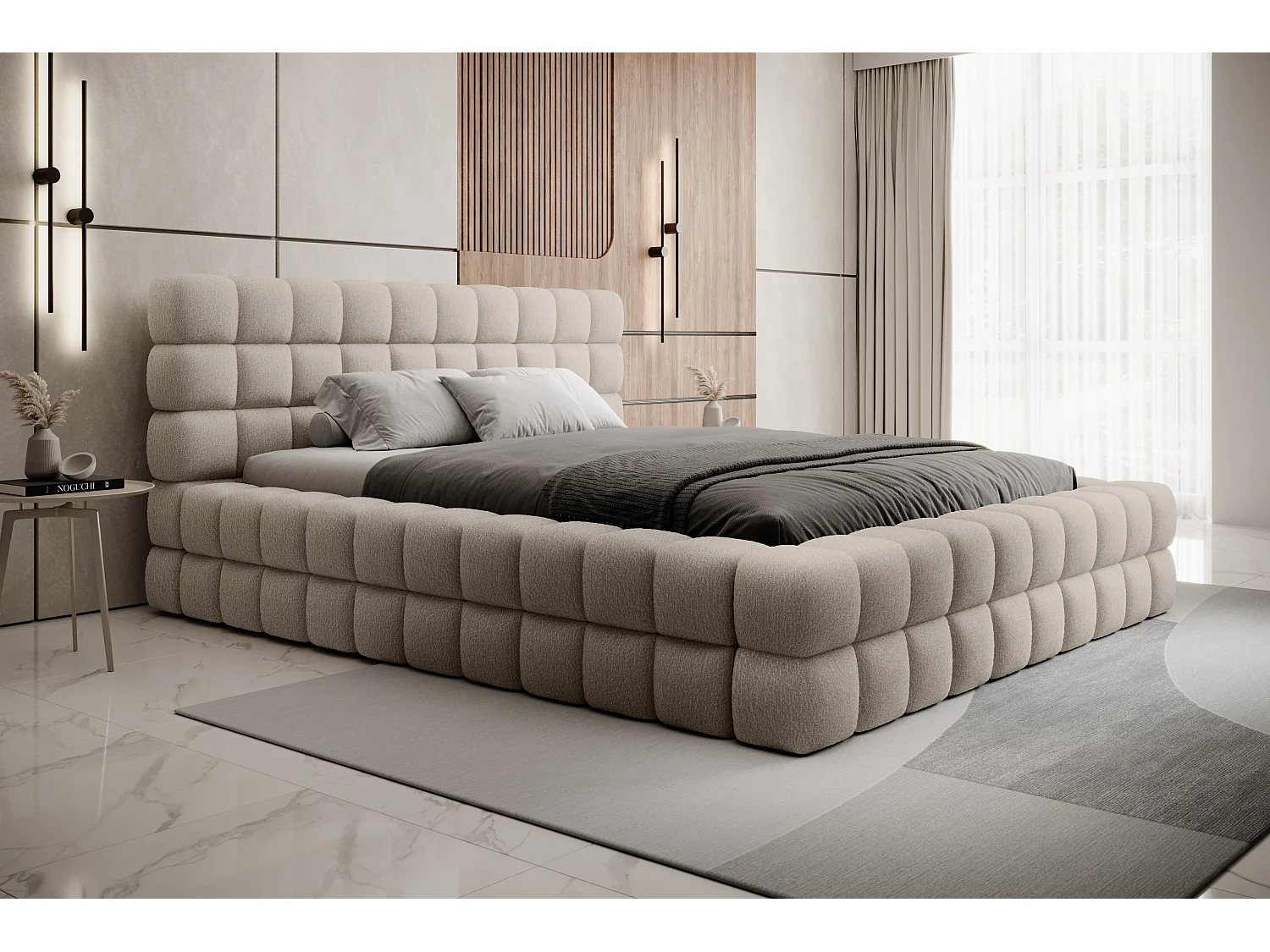 Lit Dario L-180x200/Tissu-Royal18/Beige