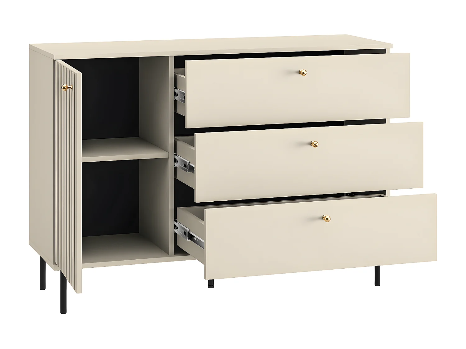 Buffet - 3 tiroirs - 120 cm - beige - CALETTO