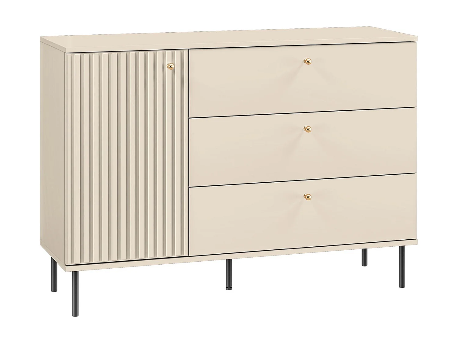 Buffet - 3 tiroirs - 120 cm - beige - CALETTO