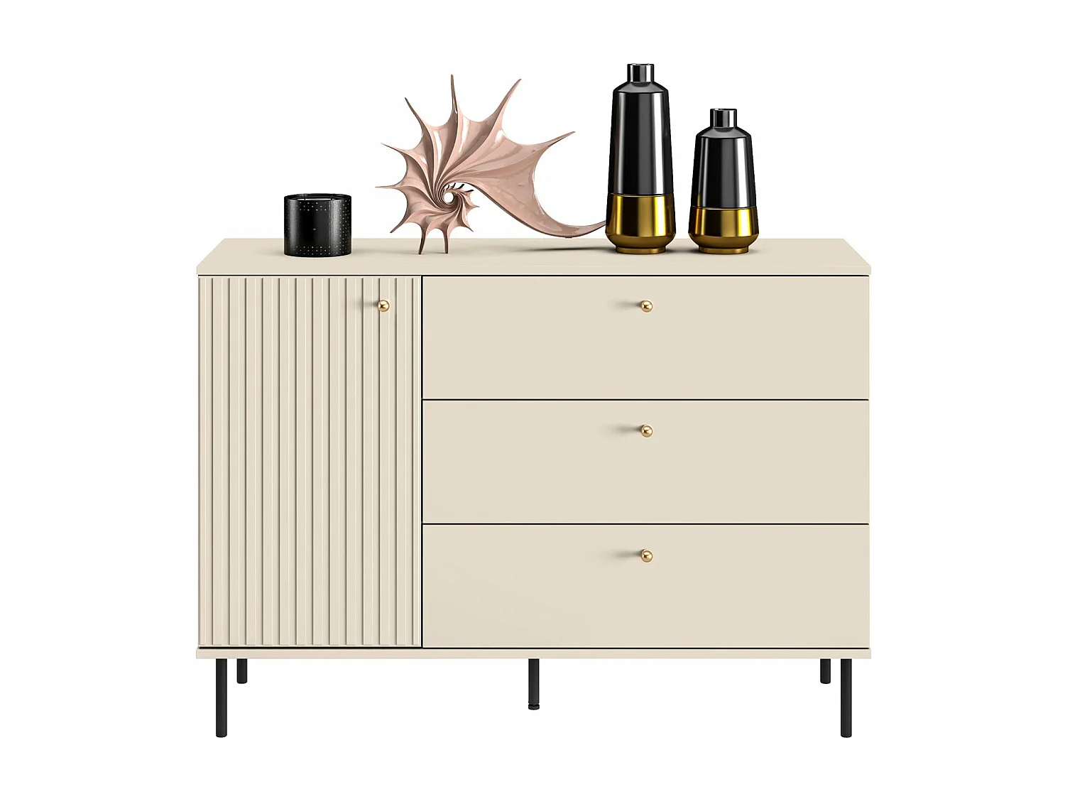 Buffet - 3 tiroirs - 120 cm - beige - CALETTO