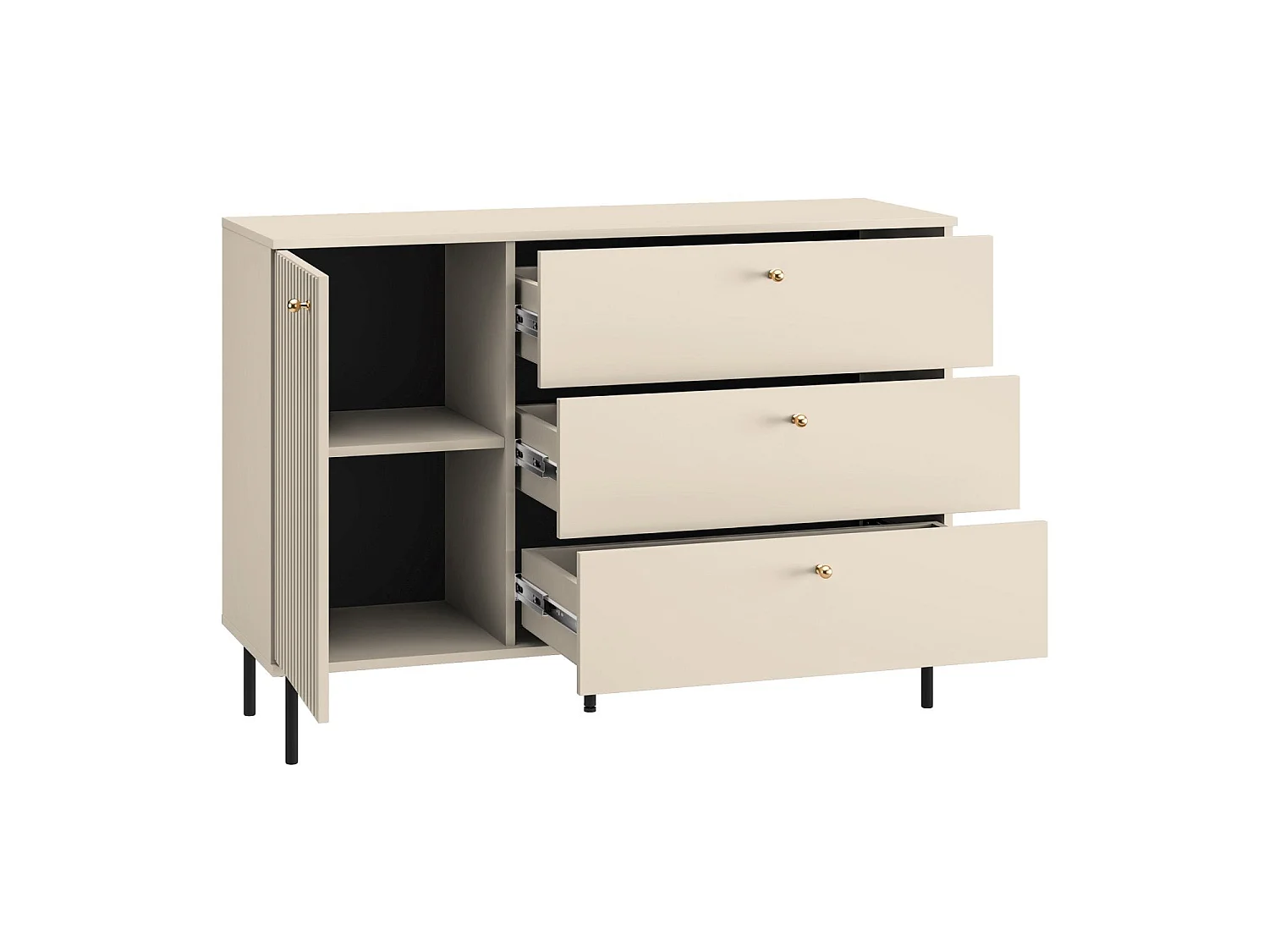 Buffet - 3 tiroirs - 120 cm - beige - CALETTO