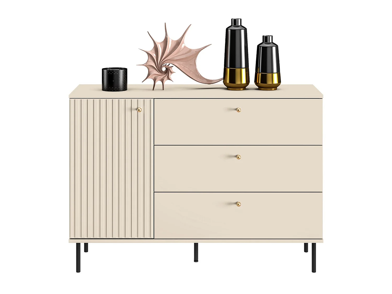 Buffet - 3 tiroirs - 120 cm - beige - CALETTO