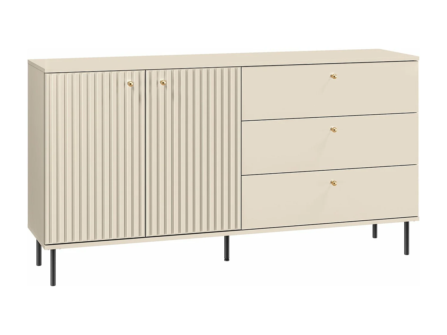 Buffet 2 portes - 3 tiroirs - 160 cm - beige - CALETTO