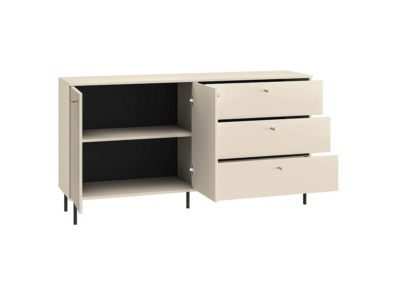 Buffet 2 portes - 3 tiroirs - 160 cm - beige - CALETTO
