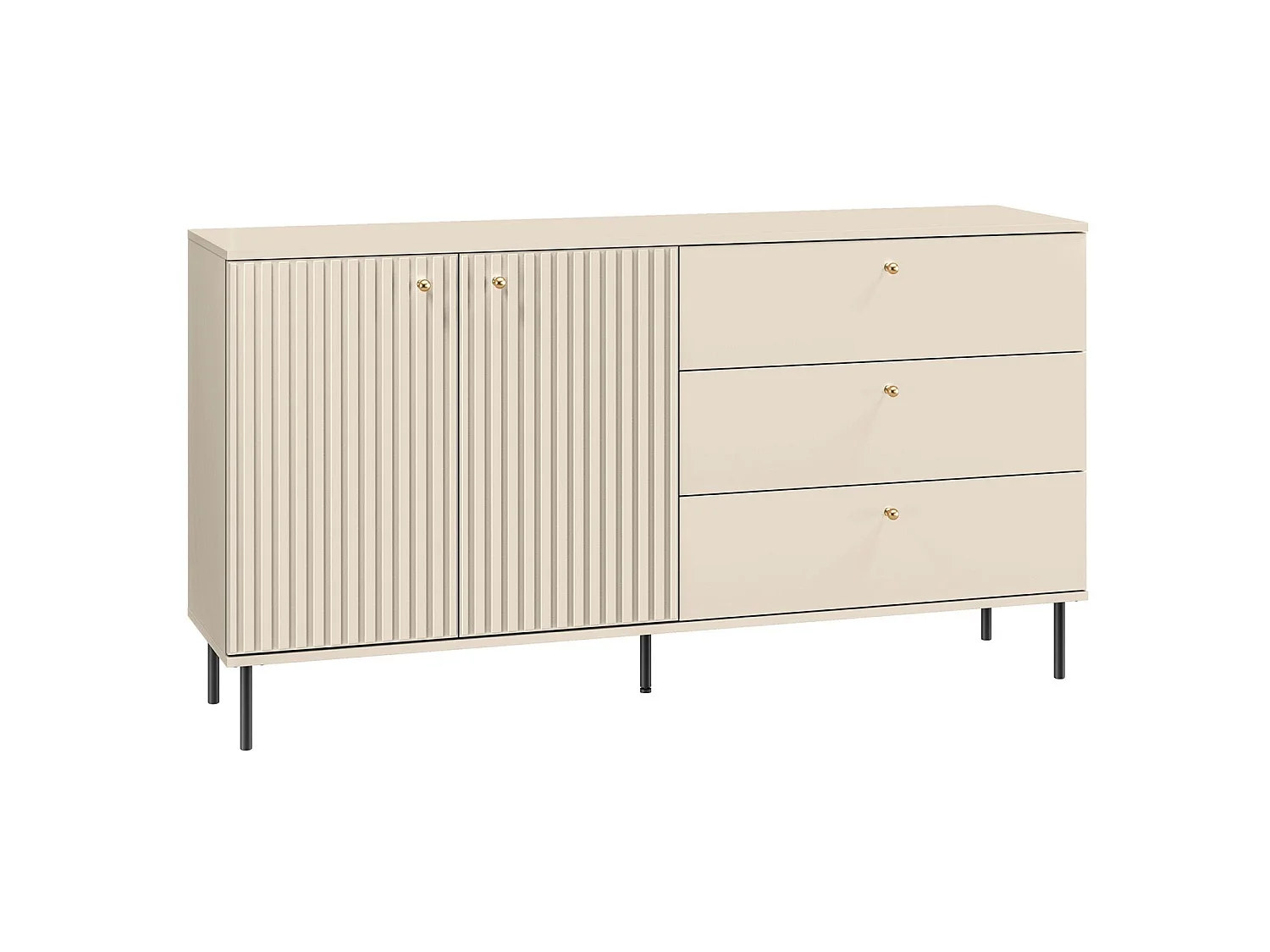 Buffet 2 portes - 3 tiroirs - 160 cm - beige - CALETTO