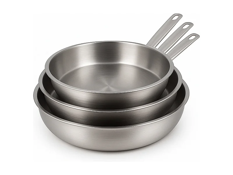 Menastyl - Set De 3 Poeles Professionnel 24/28/30cm En Acier Inoxydable