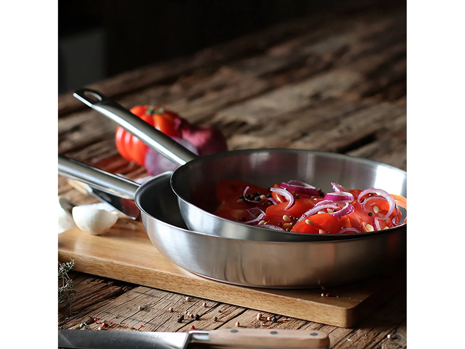 Menastyl - Set De 3 Poeles Professionnel 24/28/30cm En Acier Inoxydable