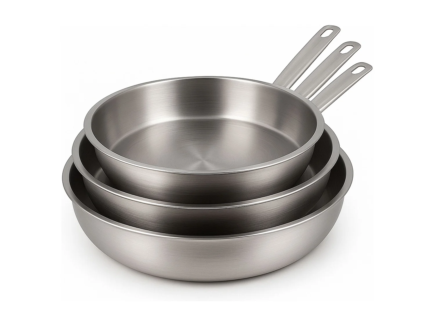 Menastyl - Set De 3 Poêles Professionnel 24/28/30cm En Acier Inoxydable