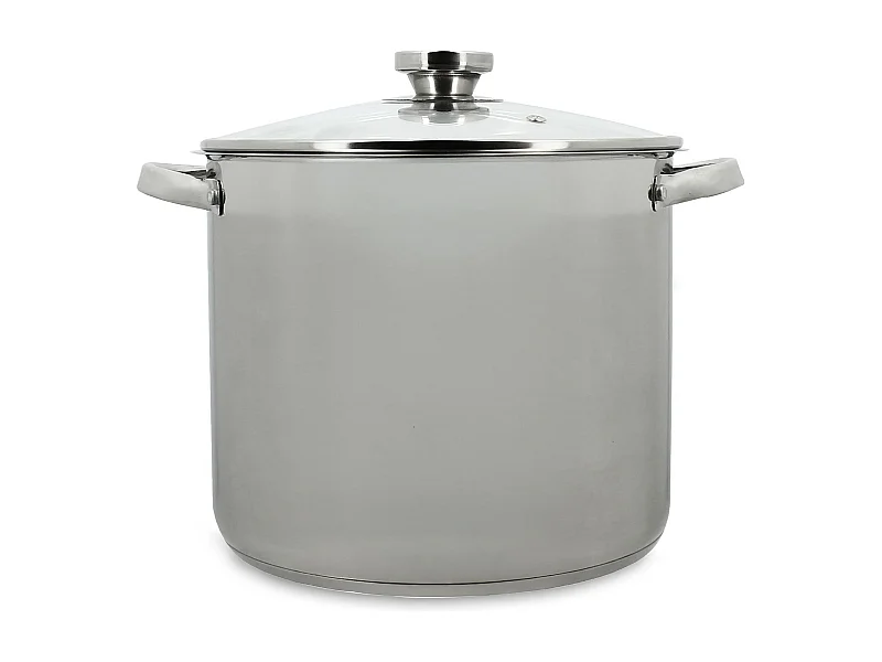 Menastyl - Marmite 9l 24cm En Acier Inoxydable Avec Couvercle En Verre