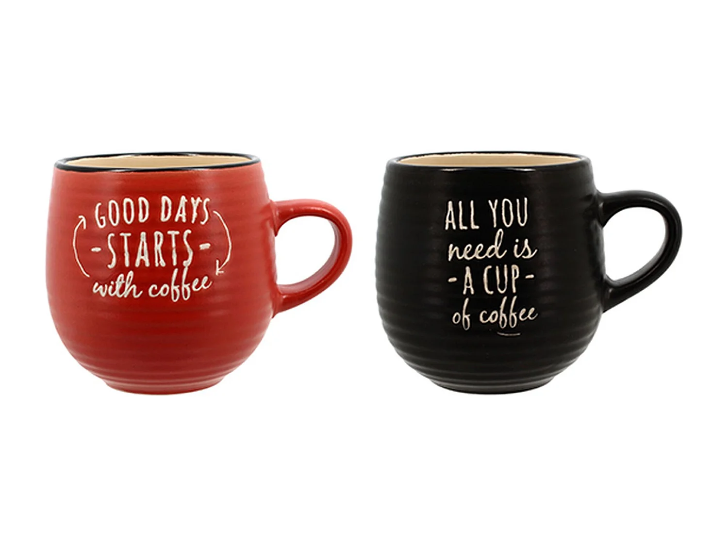 Novastyl - Lot 6 Mugs 35cl Pause Cafe Gres Coloris Assortis