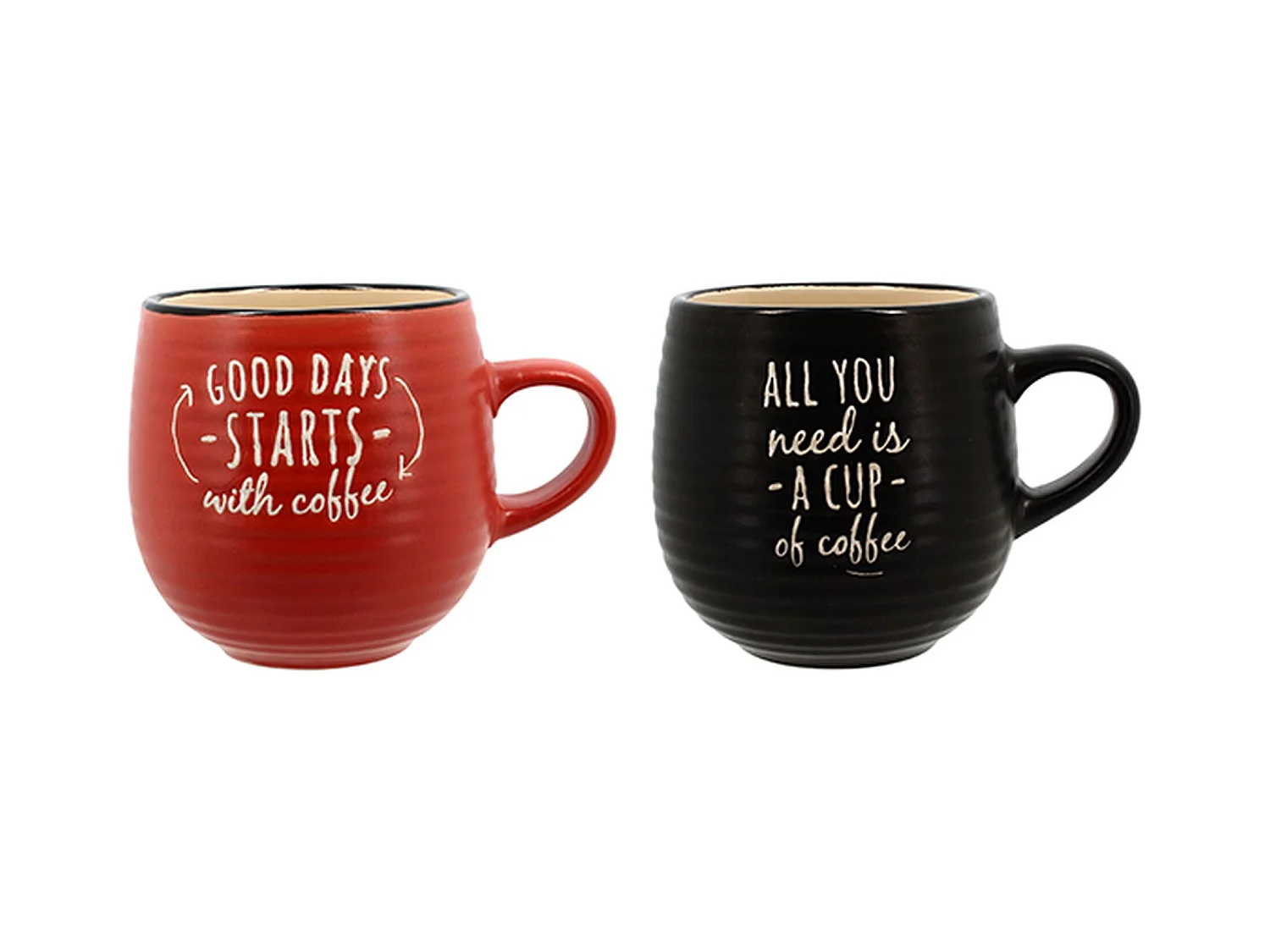 Novastyl - Lot 6 Mugs 35cl Pause Cafe Gres Coloris Assortis
