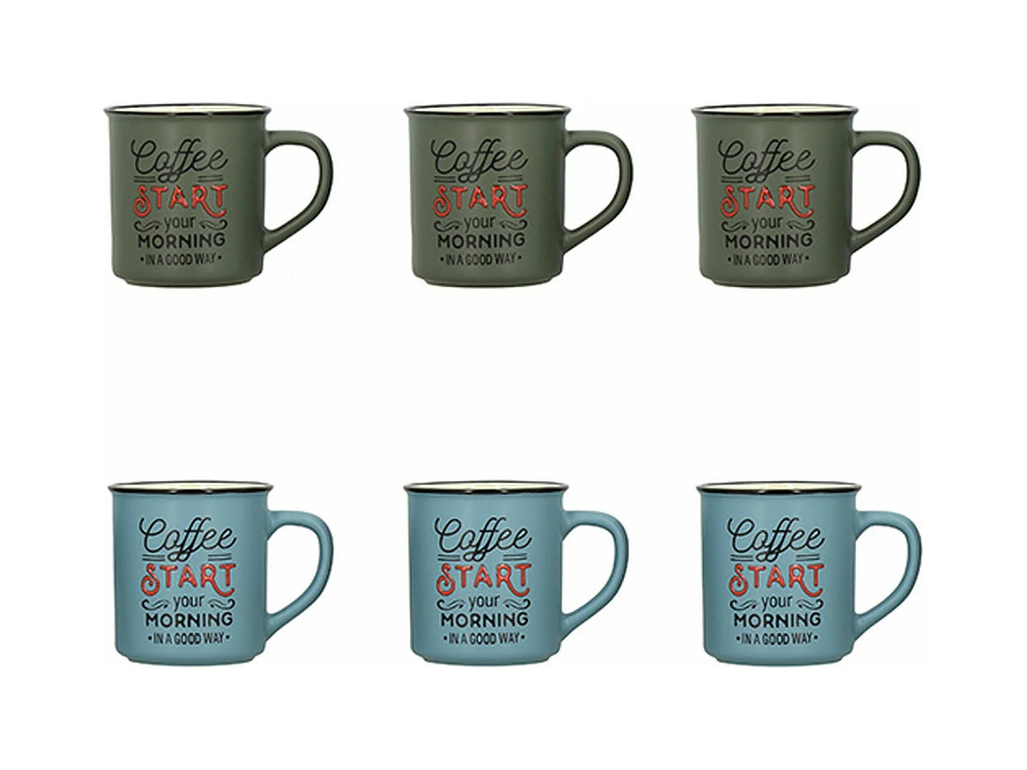 Novastyl - Lot 6 Mugs Coffee Start 42cl En Gres