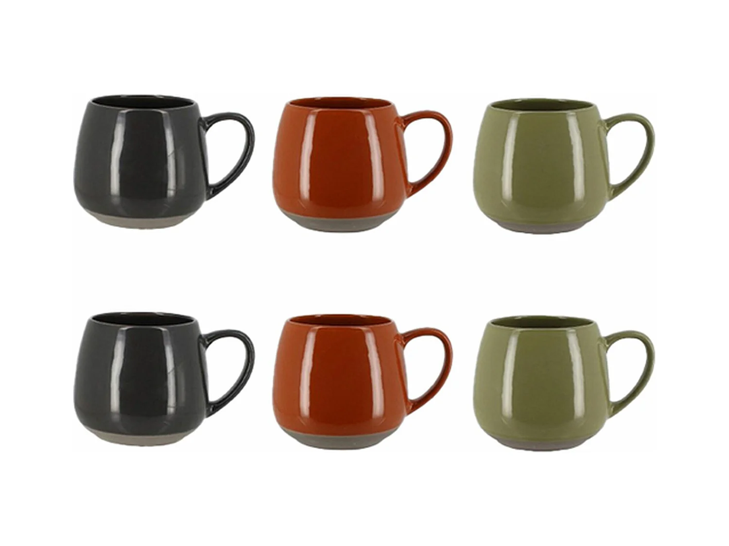 Novastyl - Lot 6 Mugs Terra 40cl En Gres 3 Couleurs Assorties