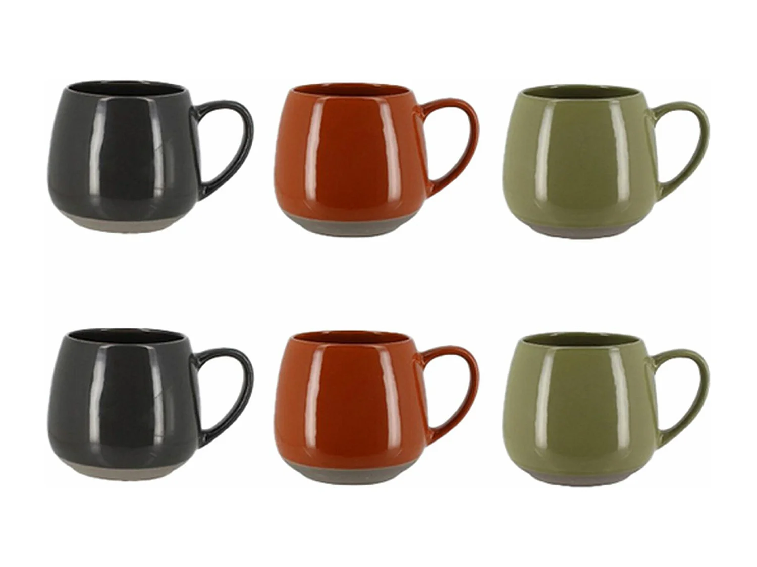 Novastyl - Lot 6 Mugs Terra 40cl En Gres 3 Couleurs Assorties