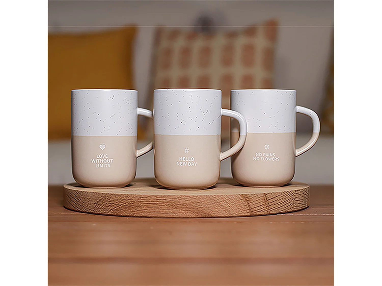 Ogo Living - Mug No Rains No Flowers 580ml En Gres Blanc Et Beige
