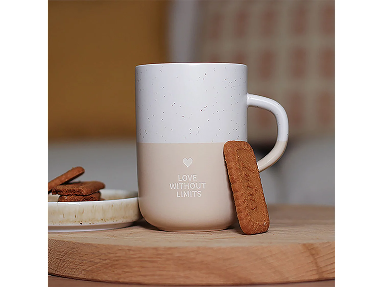 Ogo Living - Mug Love Without Limits 580ml En Gres Blanc Et Beige
