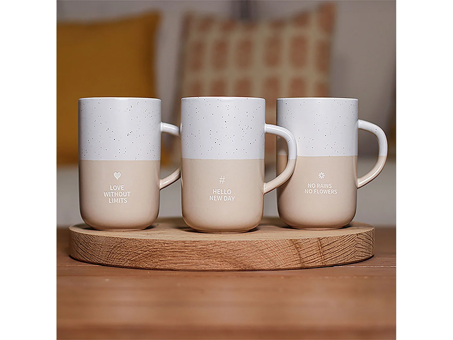 Ogo Living - Mug Love Without Limits 580ml En Gres Blanc Et Beige