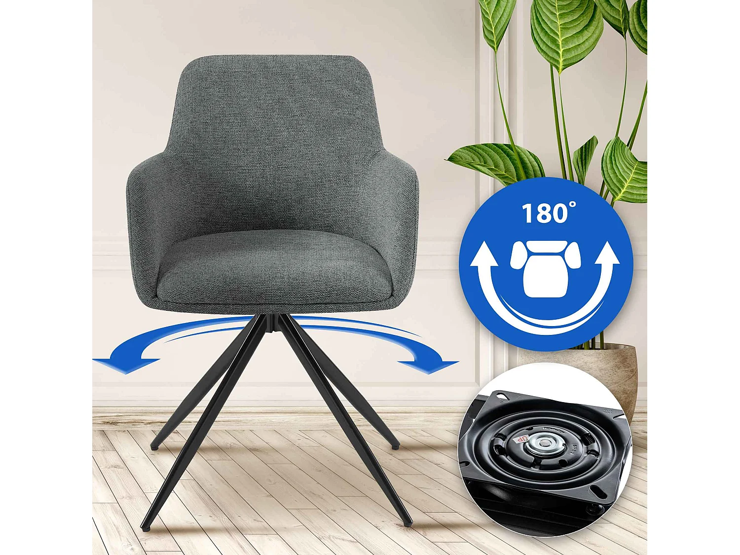 chaises avec accoudoirs - Tissu - Gris - Olema