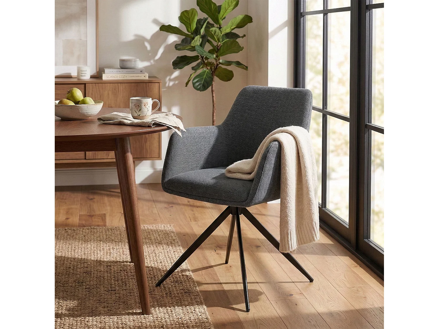 chaises avec accoudoirs - Tissu - Gris - Olema