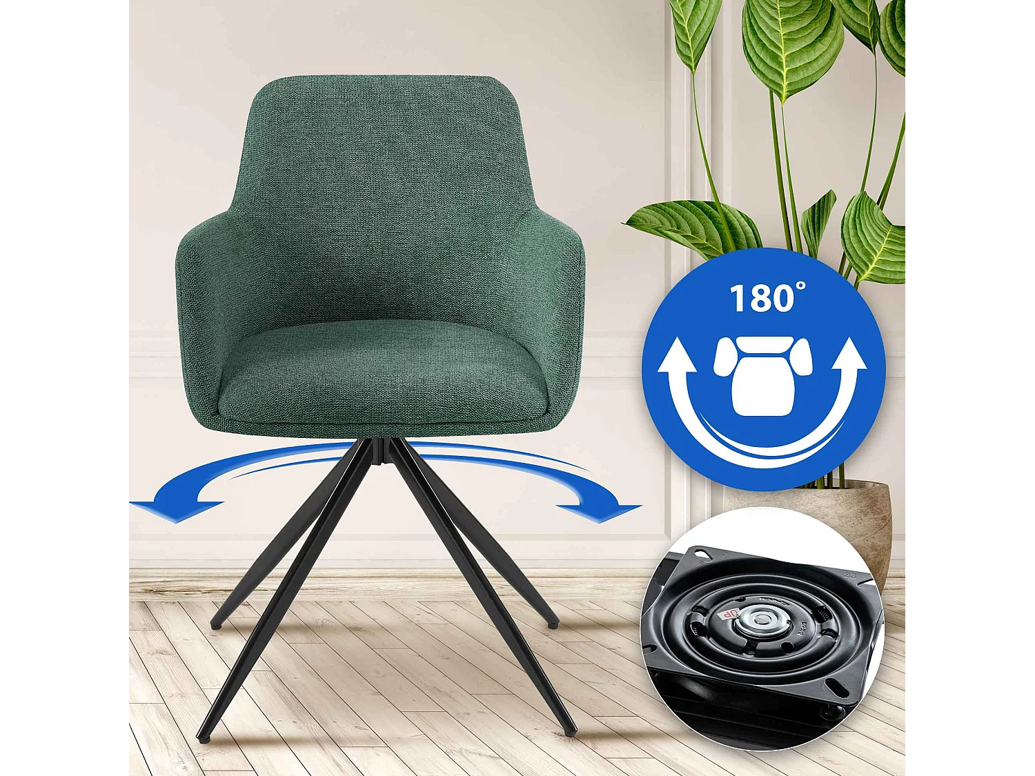 chaises avec accoudoirs - Tissu - Vert - Olema