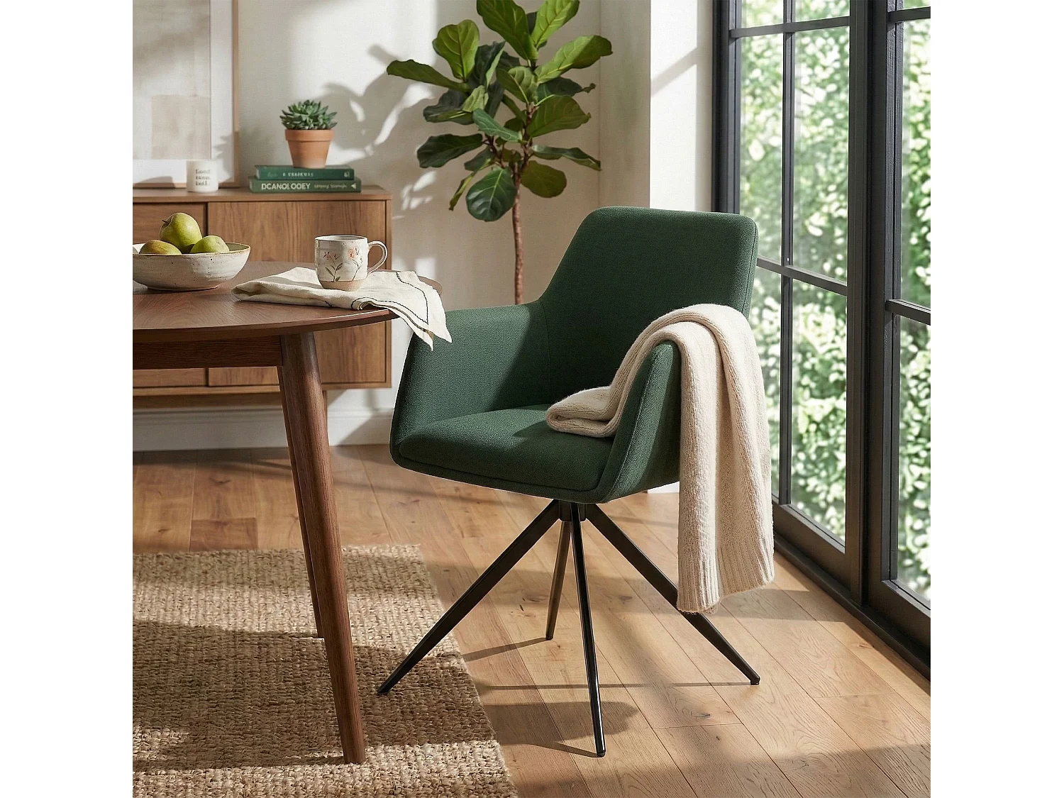 chaises avec accoudoirs - Tissu - Vert - Olema