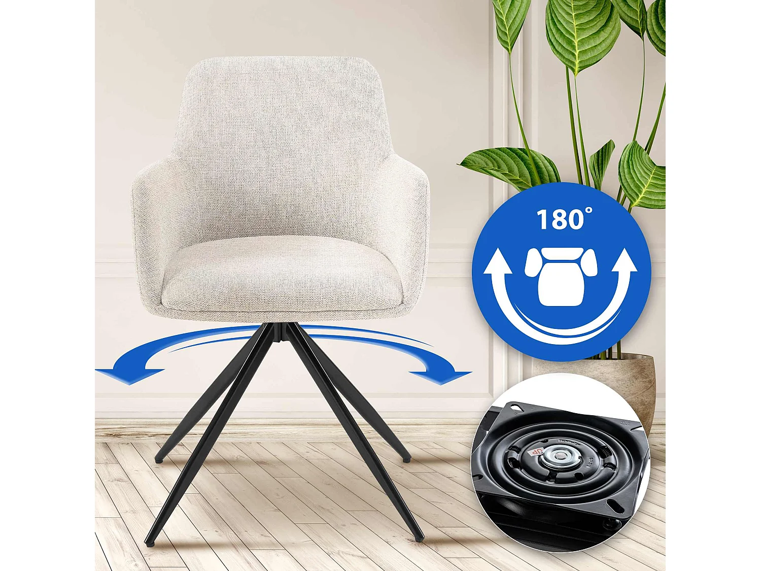 chaises avec accoudoirs - Tissu - Crème - Olema