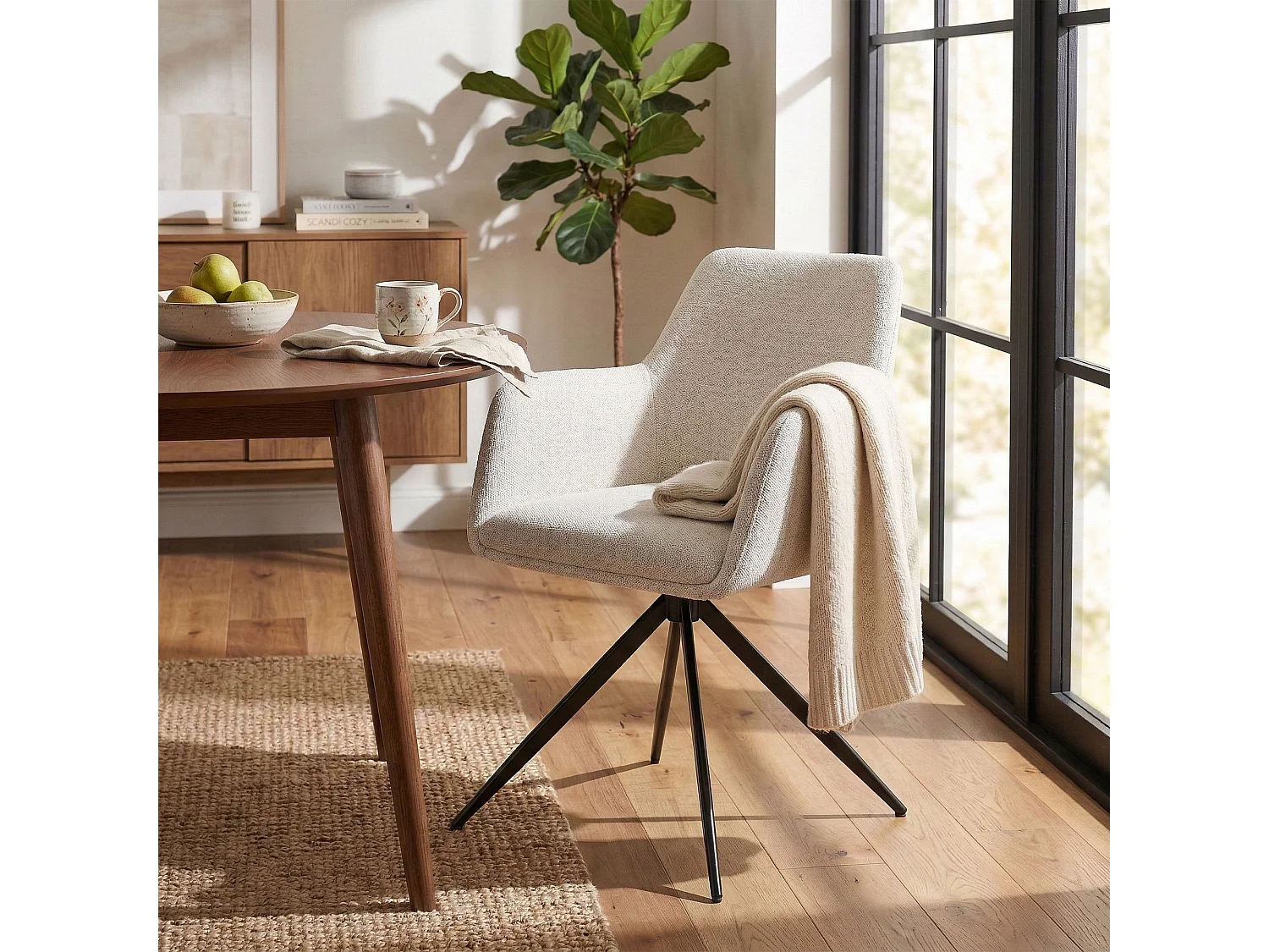 chaises avec accoudoirs - Tissu - Crème - Olema