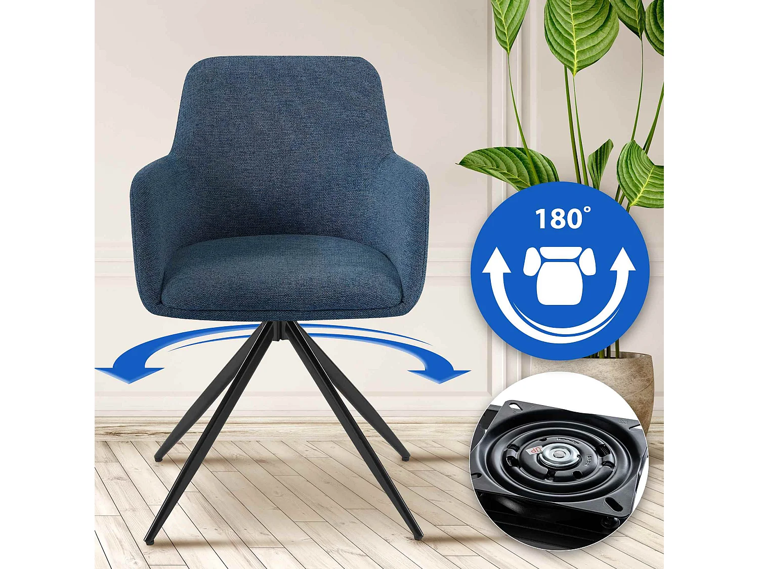 chaises avec accoudoirs - Tissu - Bleu - Olema