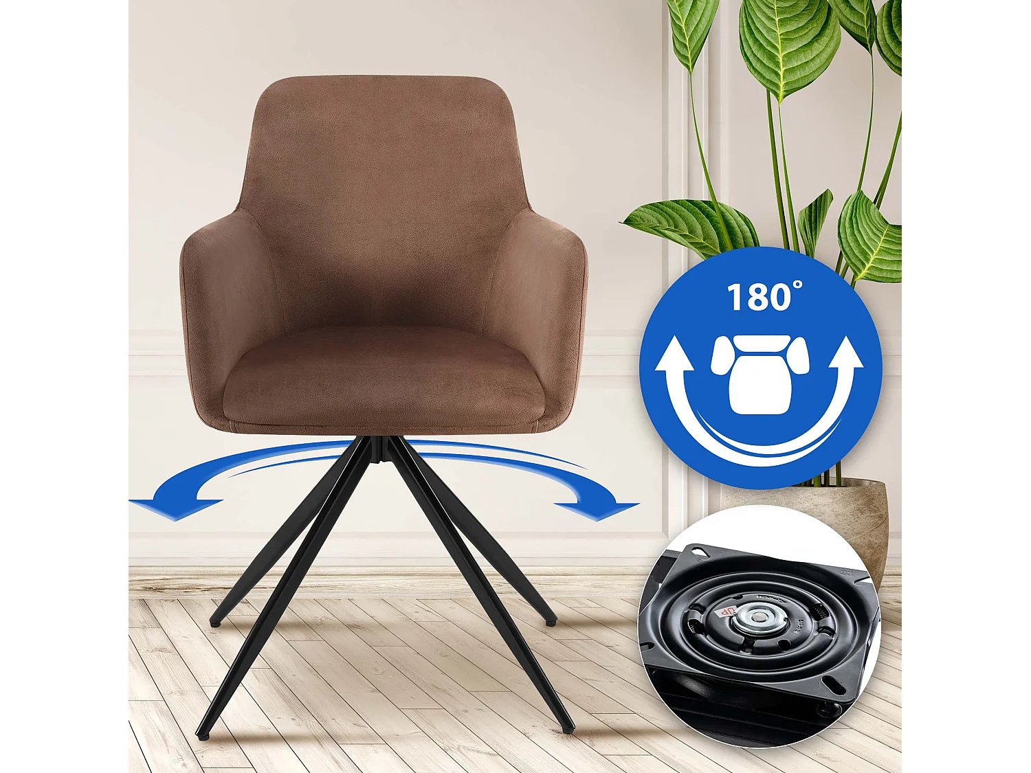 chaises avec accoudoirs - Velours - Marron - Olema