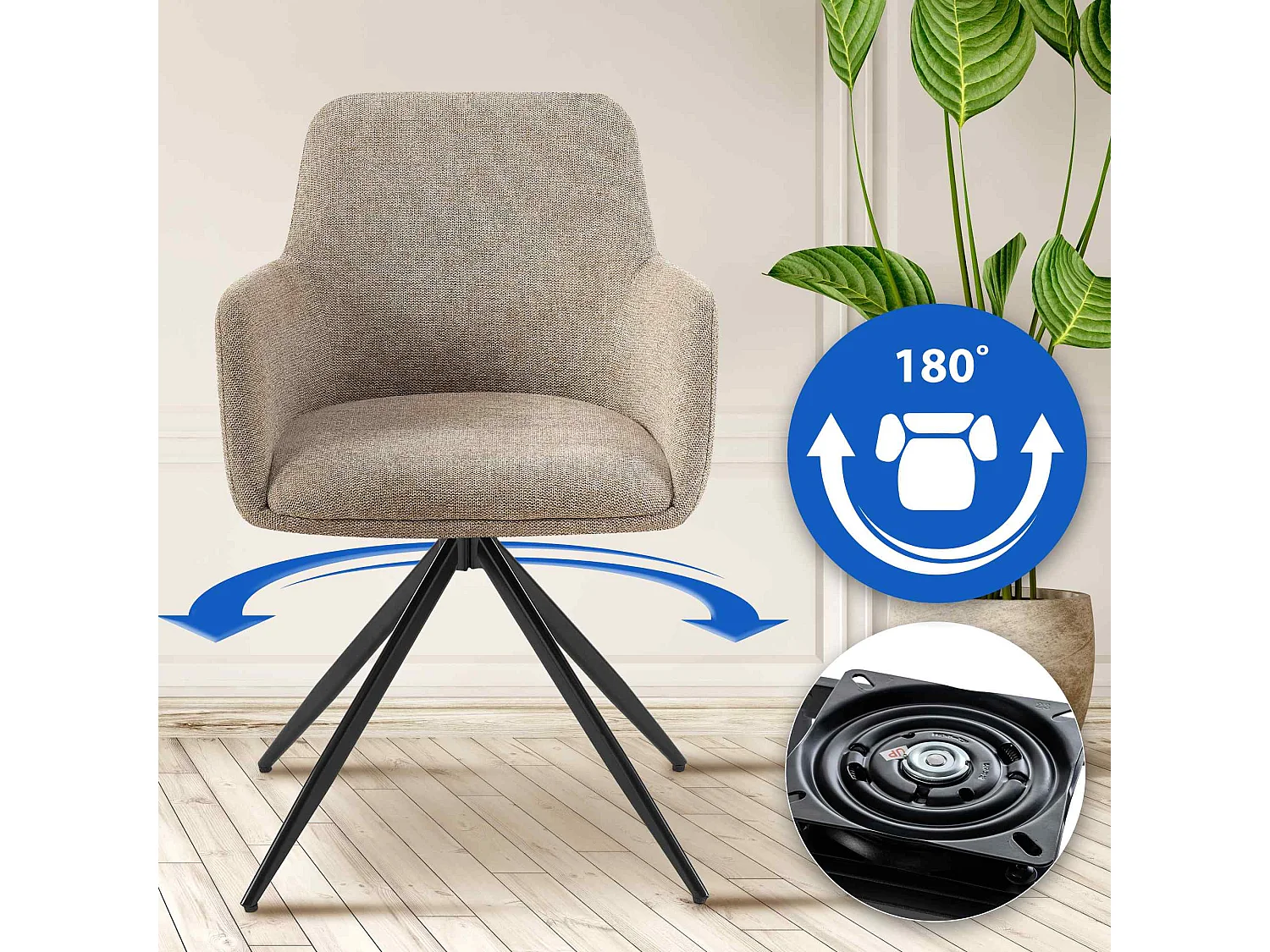 chaises avec accoudoirs - Tissu - Taupe - Olema