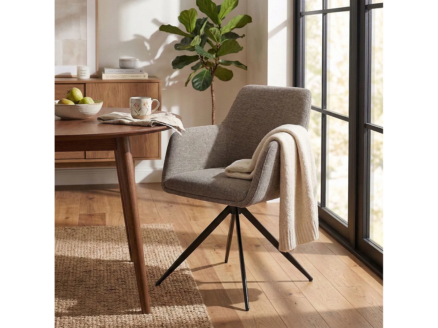 chaises avec accoudoirs - Tissu - Taupe - Olema