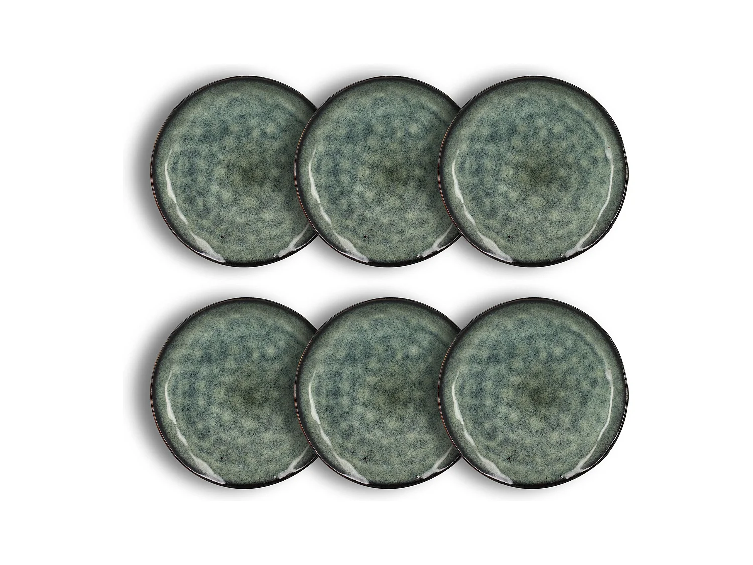 Ogo Living - Lot 6 Assiettes Desserts Grenada 20.5cm En Gres Vert Fonce