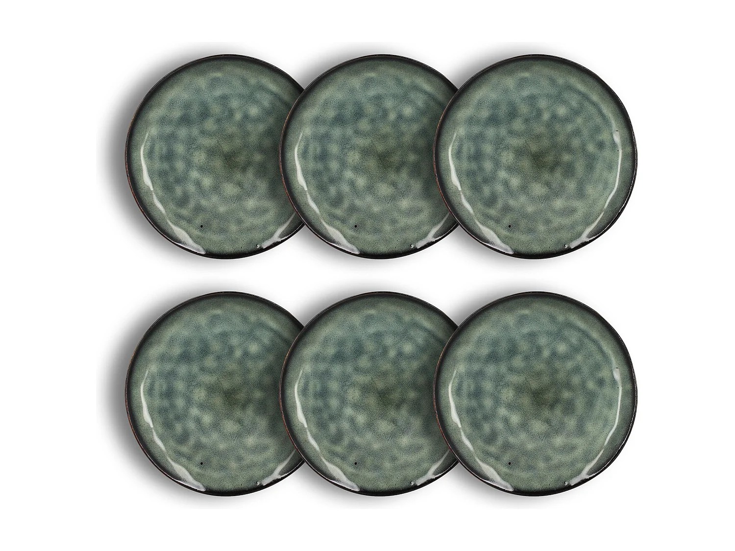 Ogo Living - Lot 6 Assiettes Desserts Grenada 20.5cm En Gres Vert Fonce