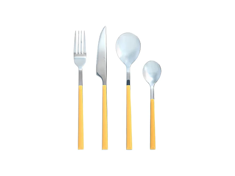 Novastyl - Menagere Colorama 24 Pieces En Acier Inoxydable Safran