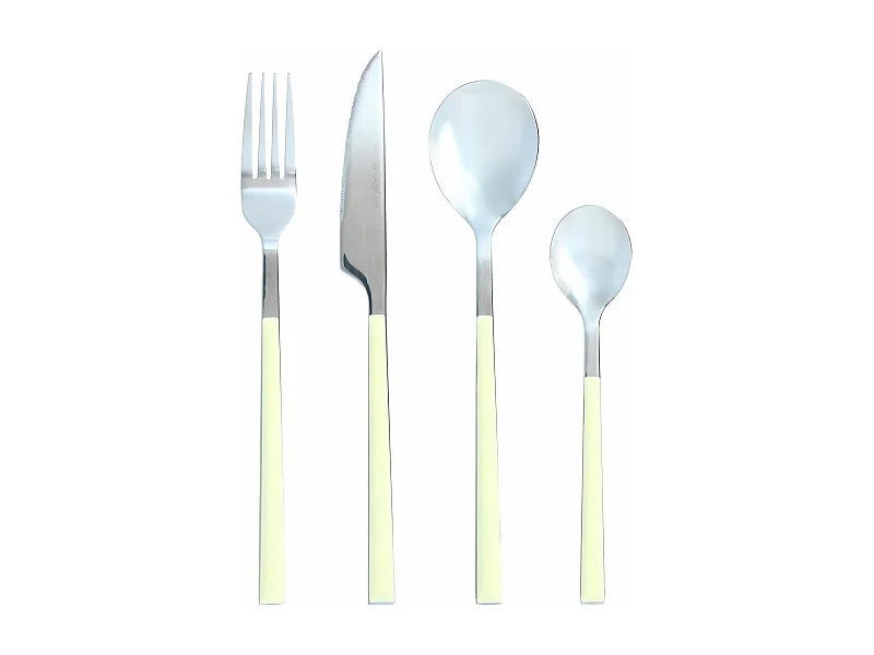 Novastyl - Menagere Colorama 24 Pieces En Acier Inoxydable Creme